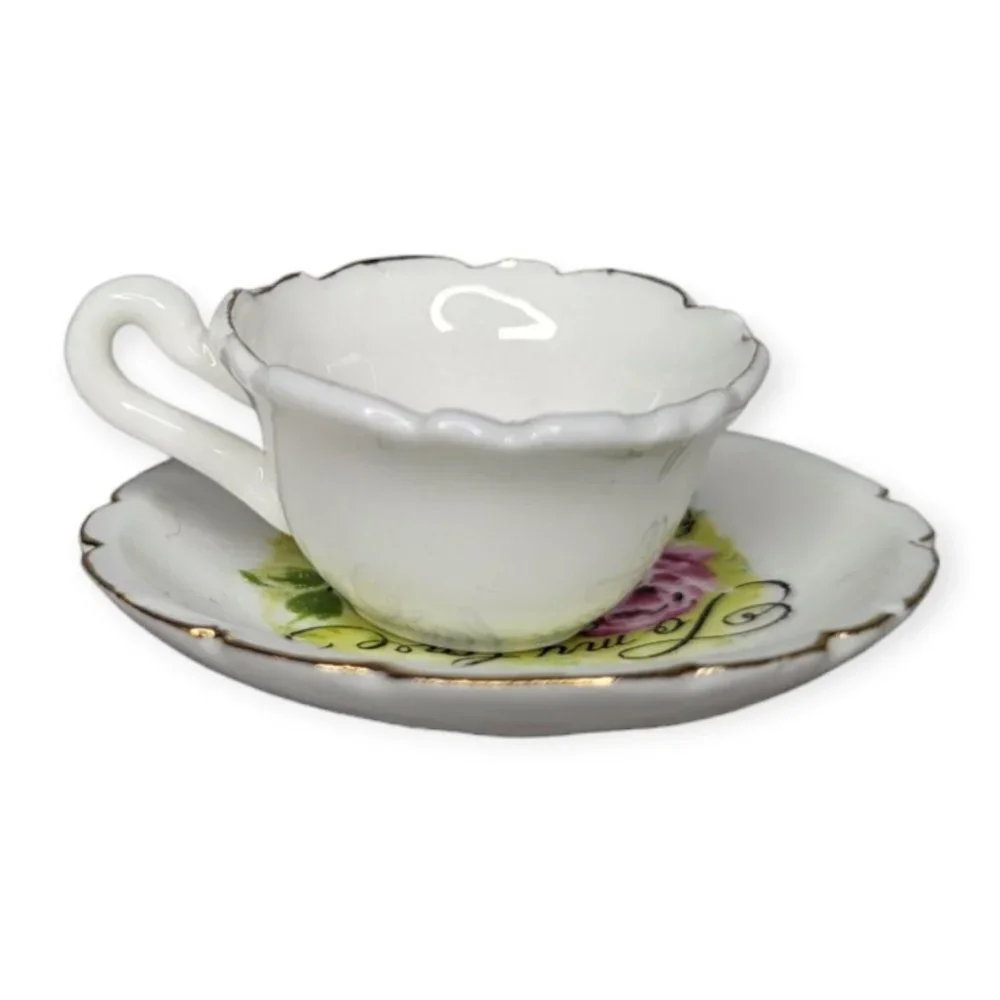 Vintage 1979 Enesco Bone China Miniature Cup & Saucer